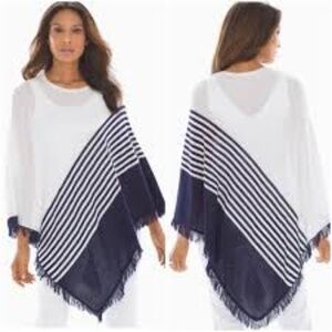 Soma Blue & White Striped Sweater Poncho